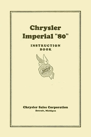 1927 Imperial 80 Instruction Book cover page