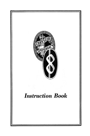1930 Imperial 8 Instruction Book cover page